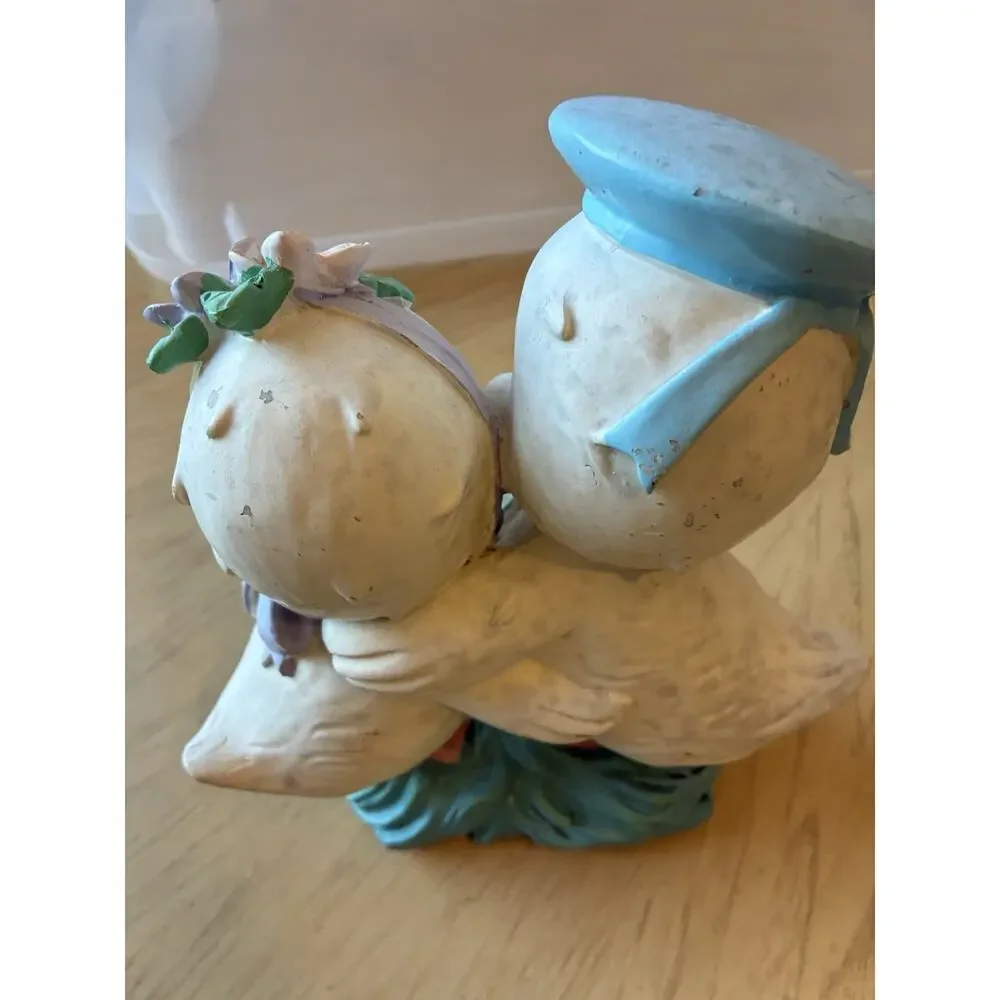 VTG Easter Chicks Sailor Boy & Girl Figurine Love Flowers Basket Spring Decor